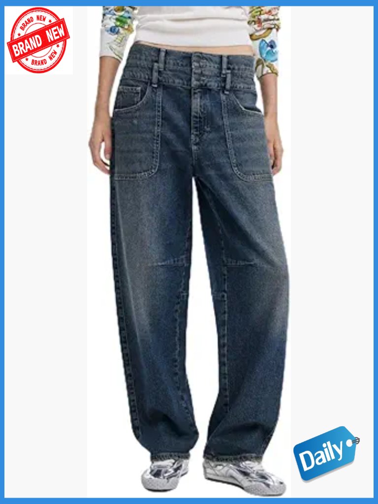 Boyfriend Jeans Mid Rise Baggy Fit 100% Cotton